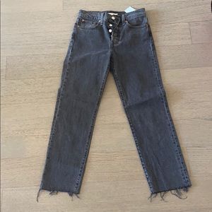 LEVI- Straight jeans with raw hem! Black size 24.